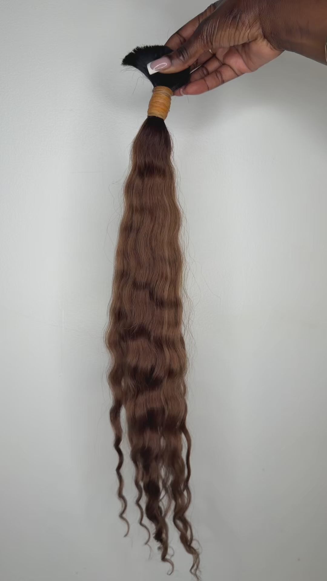 Golden Chestnut Brown RAW Cambodian Curly Wave Bulk &amp; Braiding Hair – 100% Human Hair